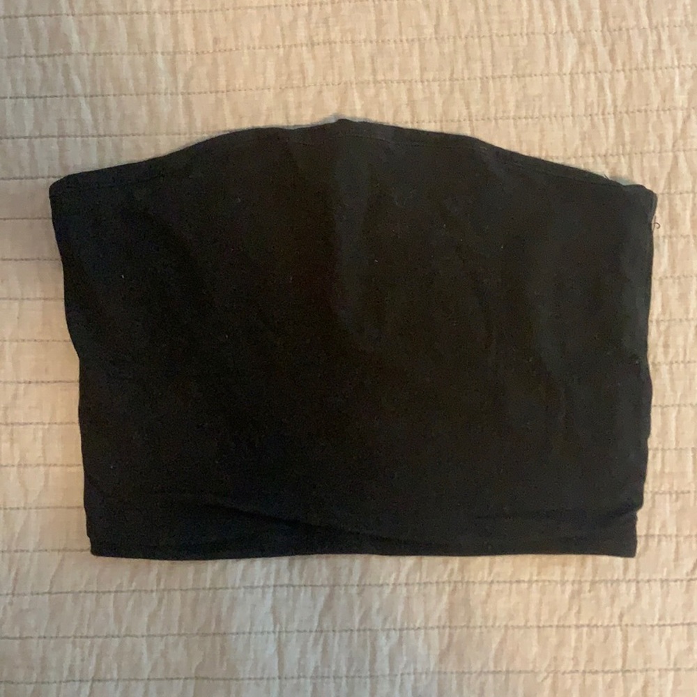 Cropped black tube top